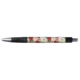 Caneta Poinsettia de Natal – Design Floral de Feriado