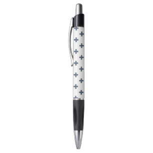 Caneta Polka de cinza azul cruz em branco