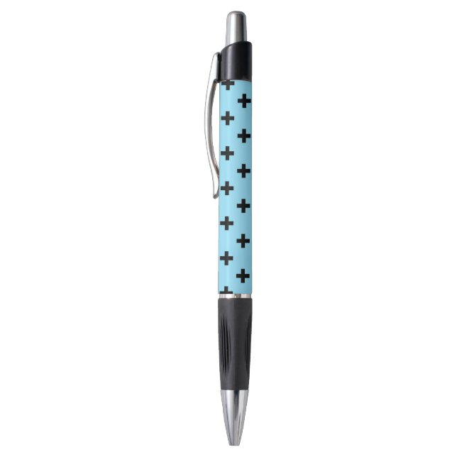 Caneta Polka negra cruza o azul-bebê (Topo (Vertical))