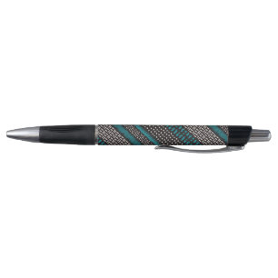 Caneta Pontos negros do Teal branco mancha o padrão Zigza