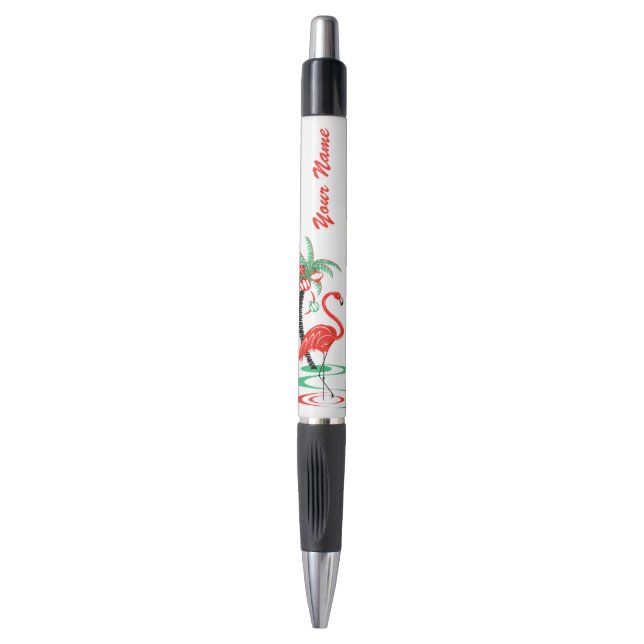Caneta Prêmio Flamingo de Natal Vermelho: (Frente Vertical)
