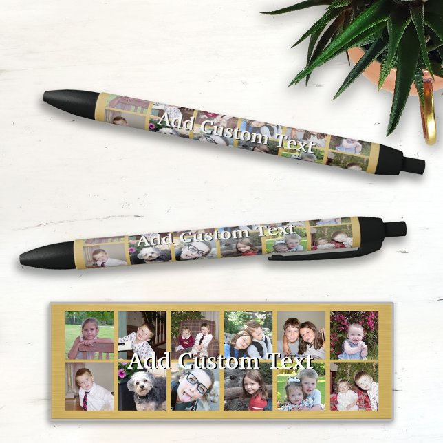 Caneta Preta 12 Colagem de Fotos com Dourado Fundo (Criador carregado)