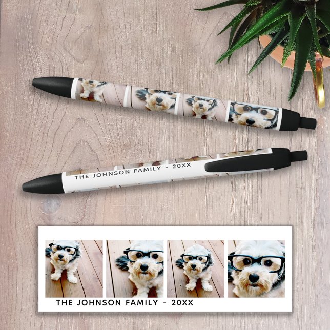 Caneta Preta 4 Mínimo de Colagem de Fotos - Adicione seu Nome (Criador carregado)