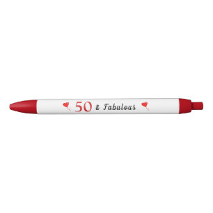 Caneta Preta 50 anos e Fabuloso com Corações Vermelhos 50 ano