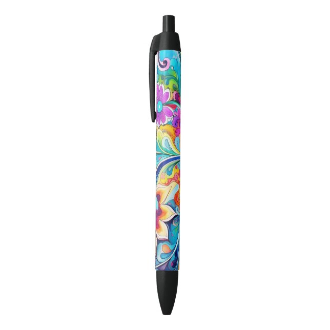Caneta Preta 70s 60s Psicodélico Hippy Retro Hip (Topo (Vertical))