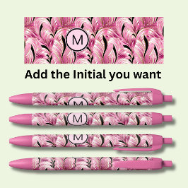 Caneta Preta Adicionar Abstrato de espirais Douradas, cor-de-ro