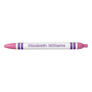 Caneta Preta Adicionar faixas de nome personalizado rosa roxo
