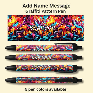 Caneta Preta Adicionar Mensagem de Nome, no Padrão de Grafite