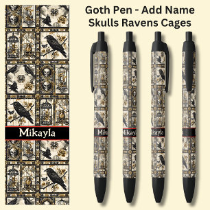 Caneta Preta Adicionar nome, crânios góticos do Gótico e raviço