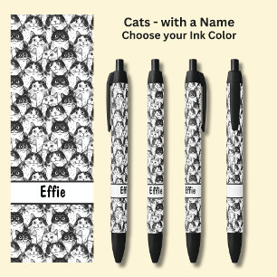 Caneta Preta Adicionar nome do proprietário ou do gato, ilustra