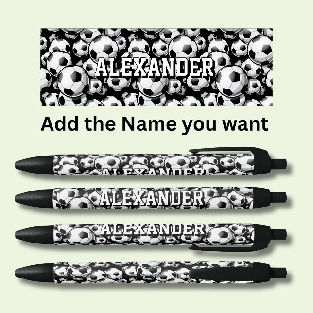 Caneta Preta Adicionar Nome Equipe Texto, Bolas de Futebol (Criador carregado)