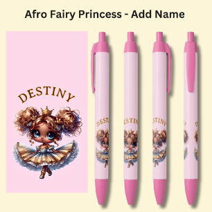 Caneta Preta Adicione nome, Afro Fairy Princess dança a rosa