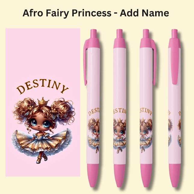Caneta Preta Adicione nome, Afro Fairy Princess dança a rosa (Criador carregado)