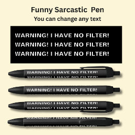 Caneta Preta Adicione Nome, Mensagem Sarcástica, AVISO SEM FILT