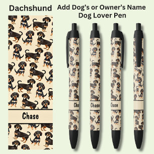 Caneta Preta Adicione o nome do proprietário ou do cão, Dachshu