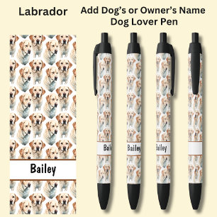 Caneta Preta Adicione o nome do proprietário ou do cão, Labrado