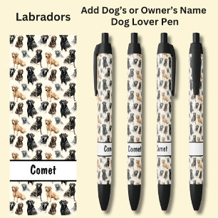 Caneta Preta Adicione o nome do proprietário ou do cão, Labrado