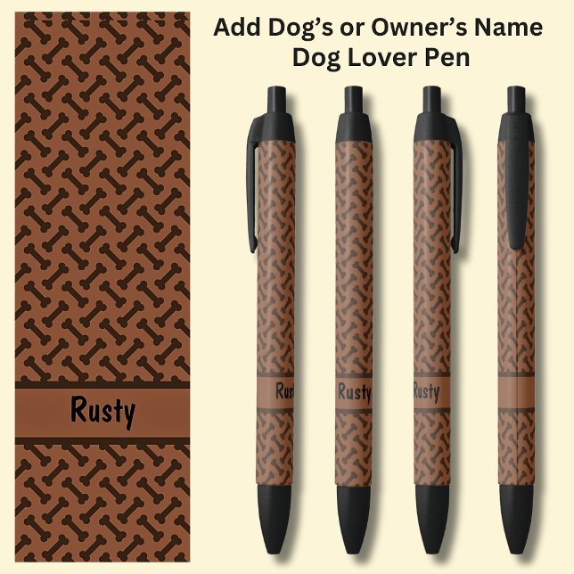 Caneta Preta Adicione o nome do proprietário ou do cão, Ossos d (Criador carregado)