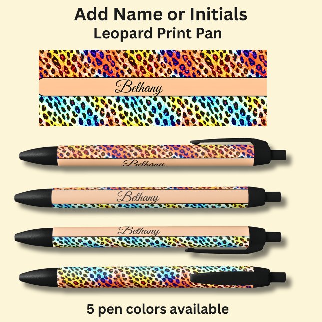 Caneta Preta Adicione o nome, em Neon Leopard Spots Impressão (Criador carregado)