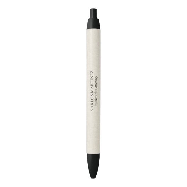 Caneta Preta Advogado de Imigração com Texto Preto em Linho Beg (Frente Vertical)