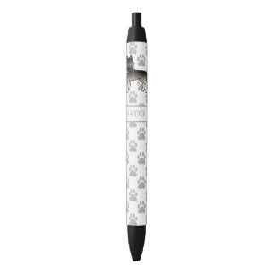 Caneta Preta Agouti Siberian Husky Cartoon Dog & Name