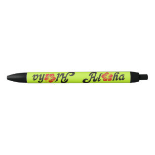 Caneta Preta Aloha Hibiscus - design do Havaí plano + suas idei