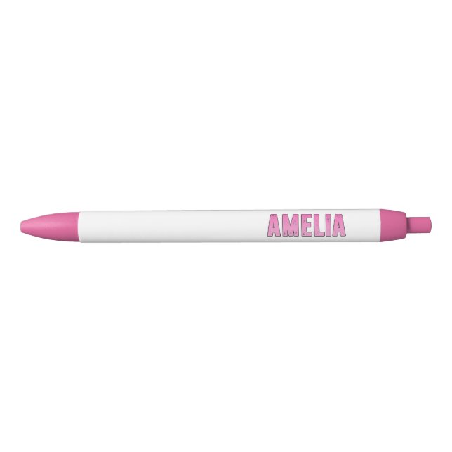 Caneta Preta Amelia pink name T-Shirt (Frente)