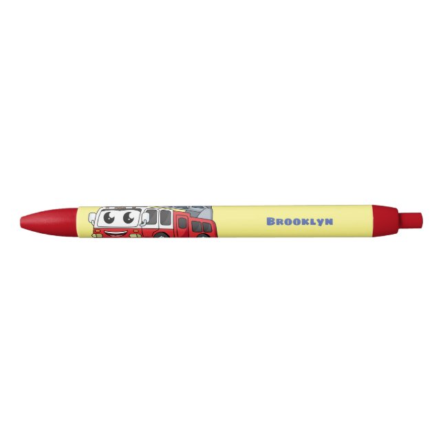 Caneta Preta Animação de bombeiros felizes (Frente)