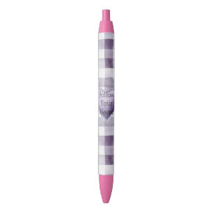 Caneta Preta Aniversário Coração Listras Xadrez Branco Roxo Fem
