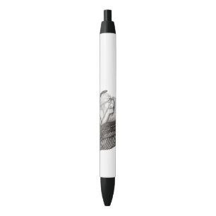 Caneta Preta Anjos que beijam, design preto e branco