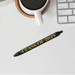 Caneta Preta Ano de Classe das Cores Escolares Negras e Dourada