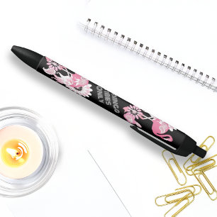Caneta Preta Apenas Vibrações de Flamingo - Flamingo Preto Rosa