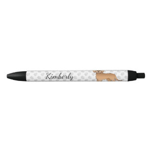 Caneta Preta Apricot Mini Goldendoodle Cartoon Cachorro e Nome