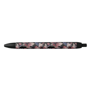 Caneta Preta Aquarelas Crimson Floral em Preto