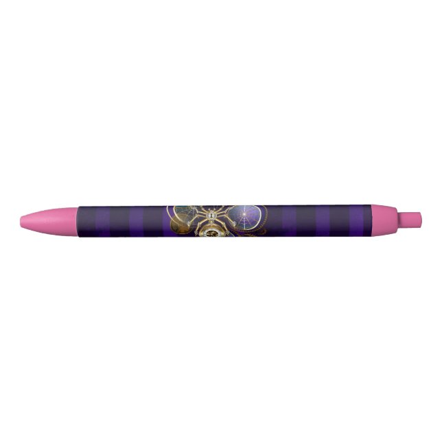 Caneta Preta Aranha Steampunk no fundo roxo (Frente)