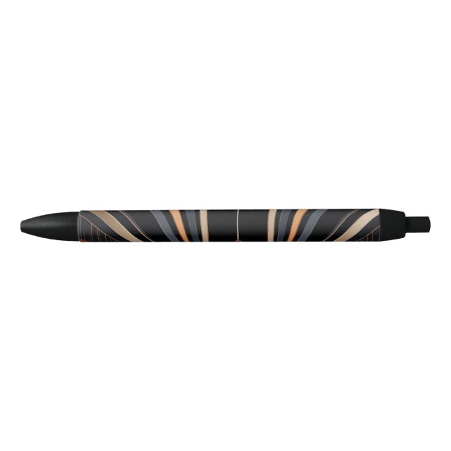 Caneta Preta Art Deco Metallic Geometric Elegance (Frente)