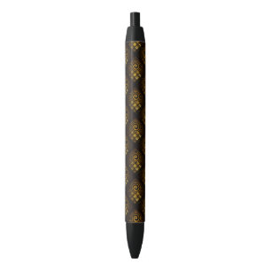 Caneta Preta Arte abstrato elegante boho moderno dourado #502