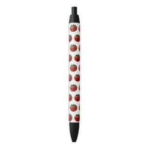 Caneta Preta Arte Botânica de Tomate Vermelho Rústico