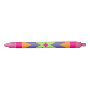 Caneta Preta Arte com padrão botânico retrô Groovy
