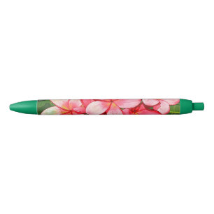 Caneta Preta Arte de Frangipani Tropical Rosa