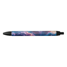 Caneta Preta Arte de Nebulosa Espacial Abstrata - Colorida e Có