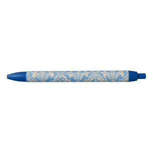 Caneta Preta Arte de Semente e Flor Azul Vintage de Walter Cran