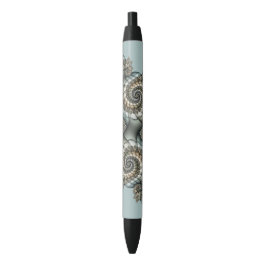 Caneta Preta Arte fractal azul claro bege abstrato espirais