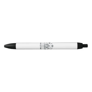 Caneta Preta Árvore de Natal minimalista Design de Natal feliz