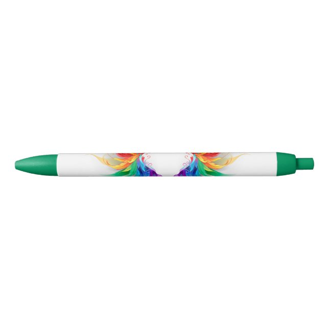 Caneta Preta Asas Fluffy Rainbow (Frente)