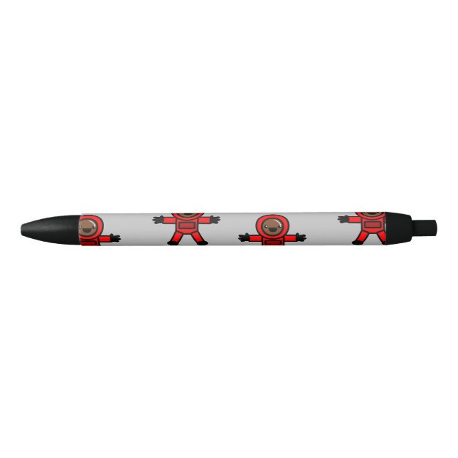 Caneta Preta Astronautas de terno vermelho em cinzas (Frente)