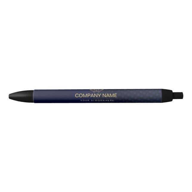 Caneta Preta Azul Elegante clássico profissional Dourado (Frente)