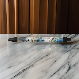 Caneta Preta Azul ouro e mármore branco