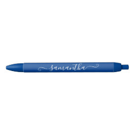 Caneta Preta Azul Profundo e Branco Nome de Assinatura Fofo