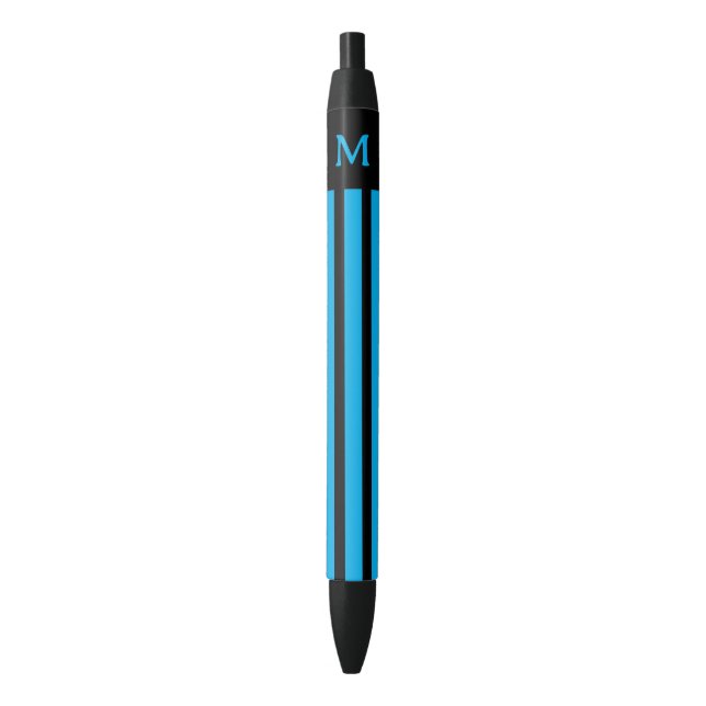 Caneta Preta Azul Simples Striped Inicial (Frente Vertical)